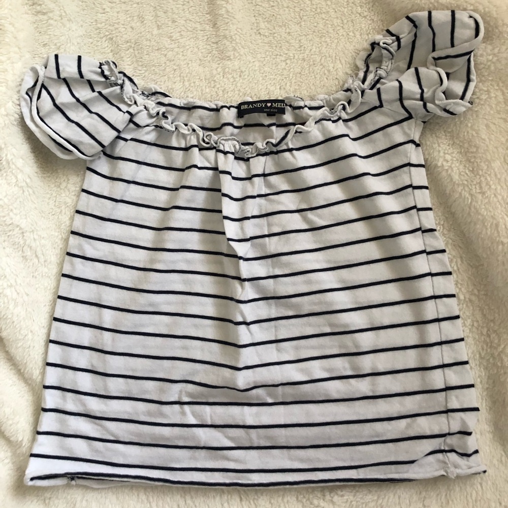 Brandy Melville striped off the shoulder crop top
